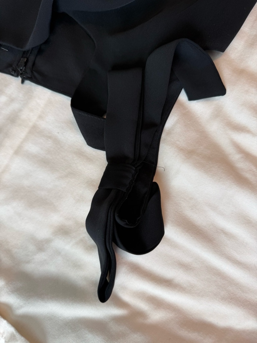 Ann Taylor Black Square Neckline, Bows on Shoulder Mini Dress - Picture 8 of 8